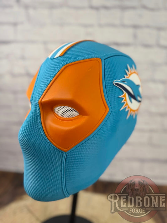 Miami-Inspired Teal & Orange Masked Mercenary Mask