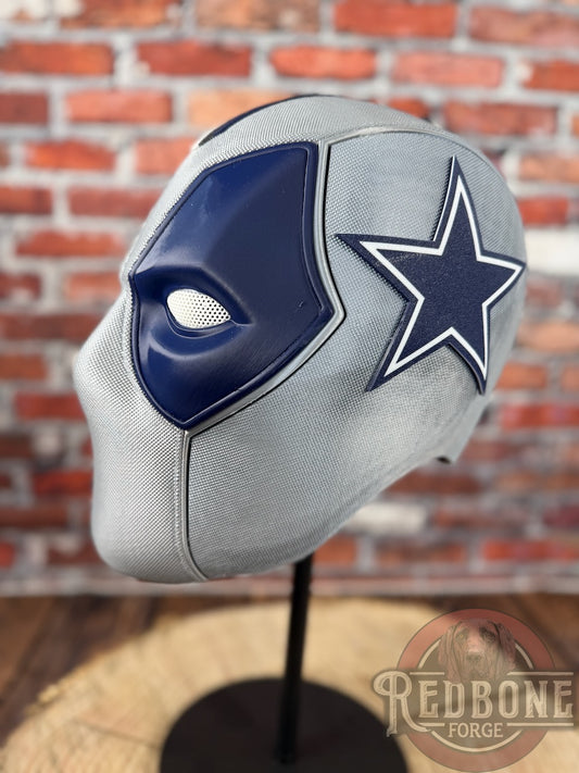 Dallas-Inspired Silver & Navy Blue Masked Mercenary Mask