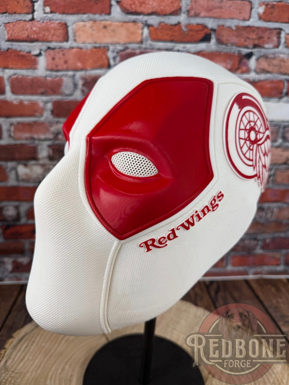 Detroit- Inspired Red & White Hockey Masked Mercenary Mask