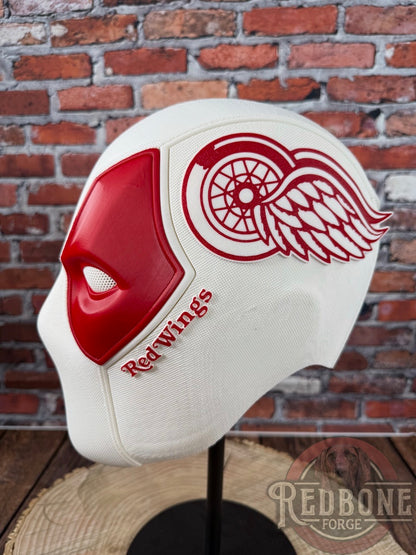 Detroit- Inspired Red & White Hockey Masked Mercenary Mask