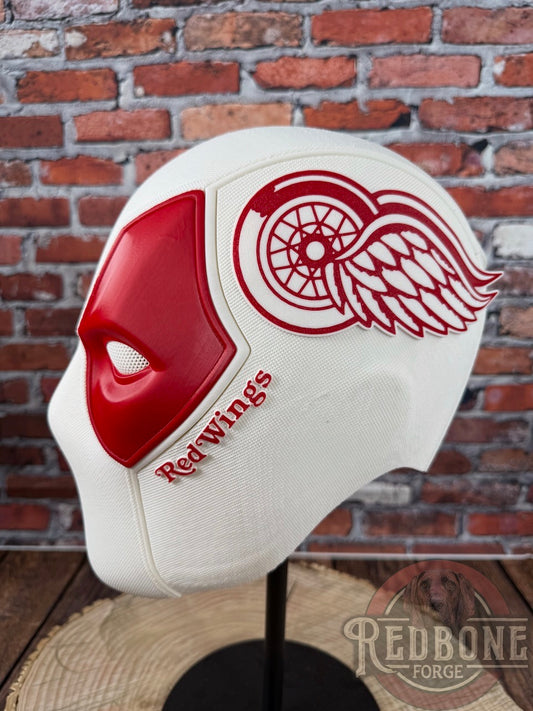 Detroit- Inspired Red & White Hockey Masked Mercenary Mask