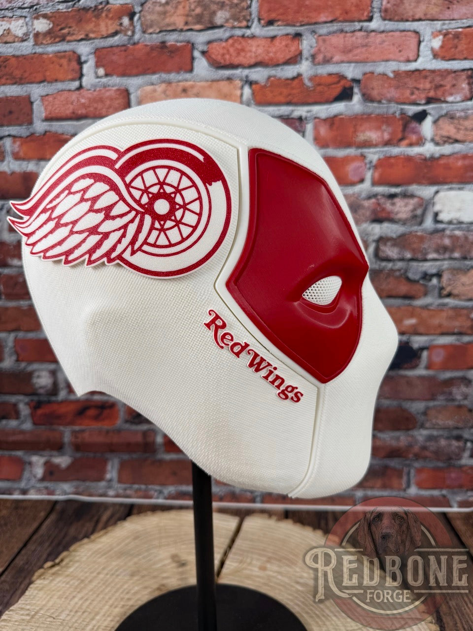 Detroit- Inspired Red & White Hockey Masked Mercenary Mask