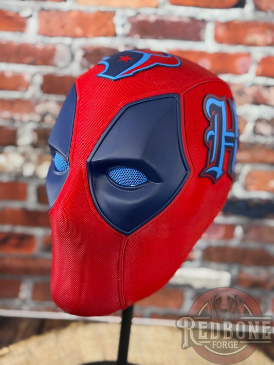 Houston-Inspired Blue & Red Masked Mercenary Mask