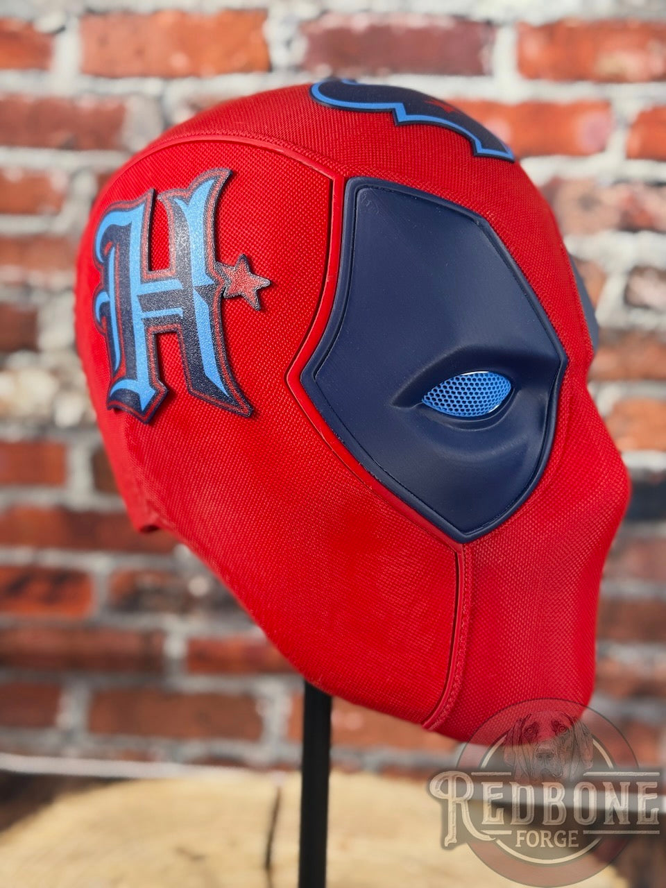 Houston-Inspired Blue & Red Masked Mercenary Mask
