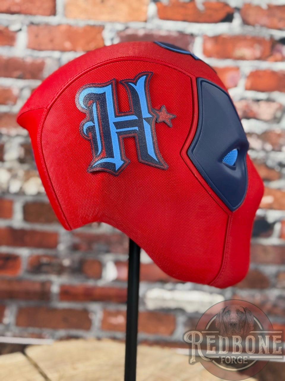 Houston-Inspired Blue & Red Masked Mercenary Mask