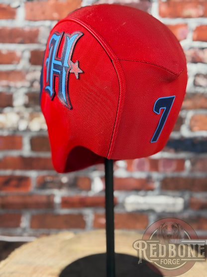 Houston-Inspired Blue & Red Masked Mercenary Mask