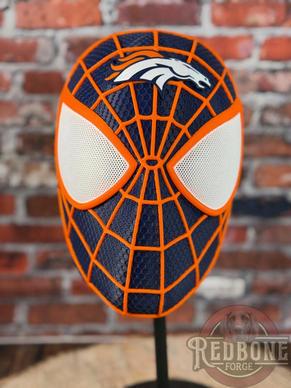Denver Broncos Spiderman 3D Printed Helmet