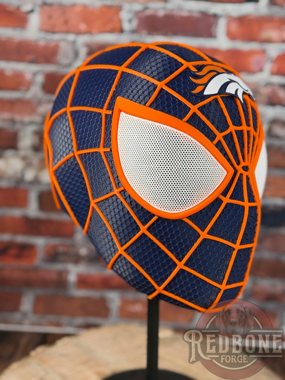 Denver Broncos Spiderman 3D Printed Helmet