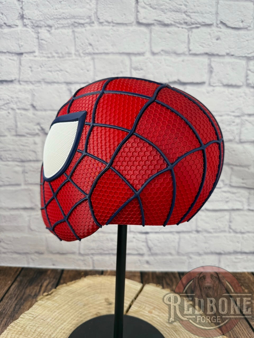 Red & Navy Raised Web Slinger Mask