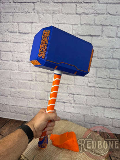 Custom Themed Mjolnir Norse God Hammer 3D Printed w/ Stand