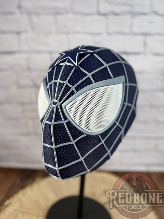 Dallas-Inspired Navy Blue & Silver Web Slinger Mask