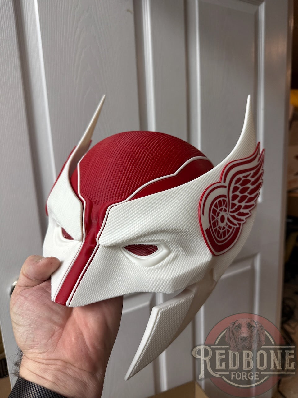 Detroit-Inspired Red & White Hocker Mutant Cowl