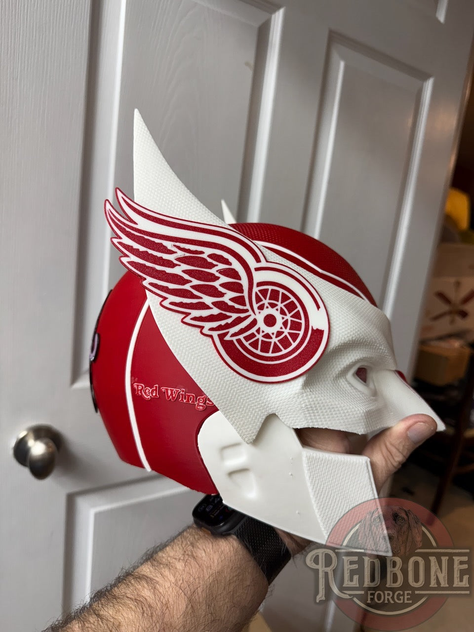 Detroit-Inspired Red & White Hocker Mutant Cowl