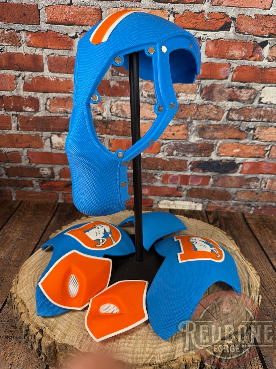 Denver-Inspired Powder Blue & Orange Throwback Masked Mercenary Mask