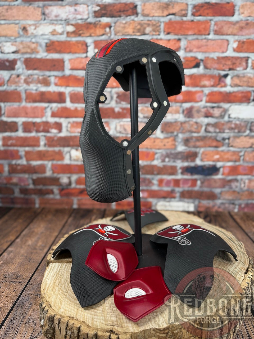 Tampa Bay-Inspired Red, Pewter, & White Masked Mercenary Mask