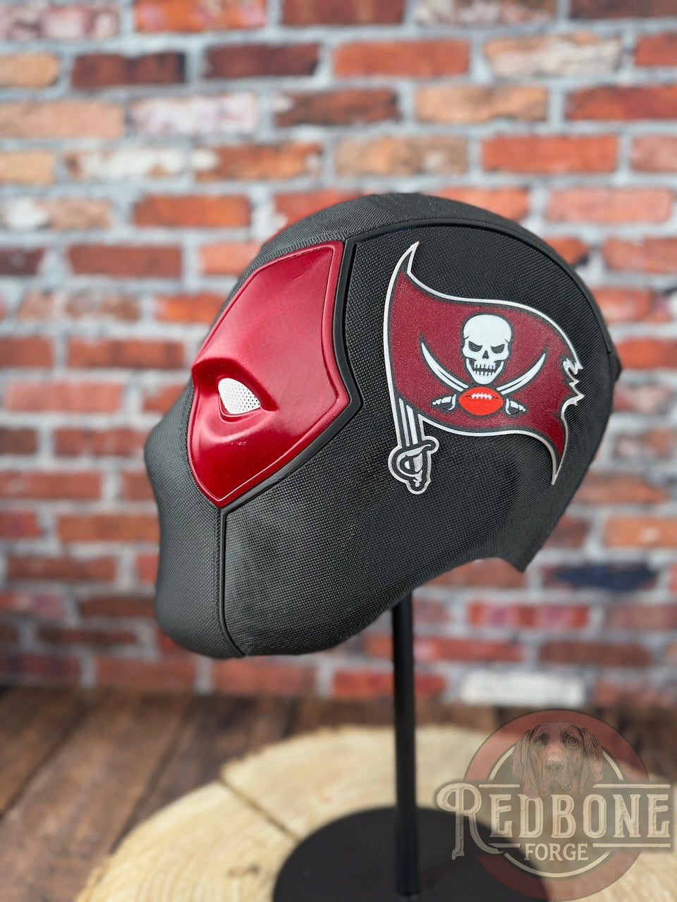 Tampa Bay-Inspired Red, Pewter, & White Masked Mercenary Mask