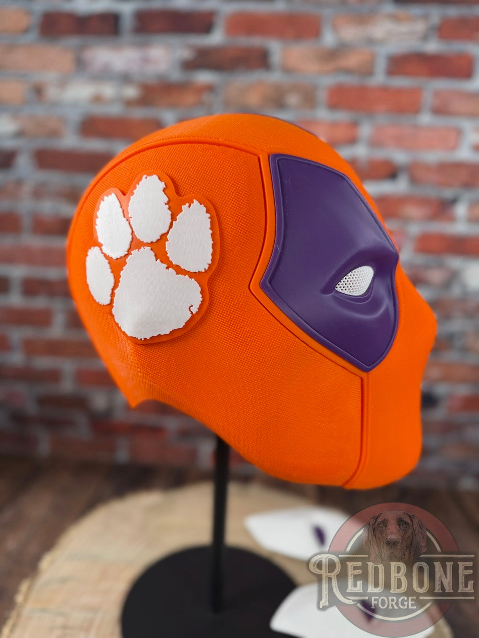 Clemson-Inspired Orange, Purple, & White Masked Mercenary Mask