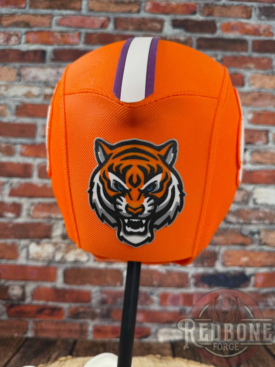 clemson football helmet matguard Clemson-Inspired Orange, Purple, & White Masked Mercenary Mask – Redbone Forge