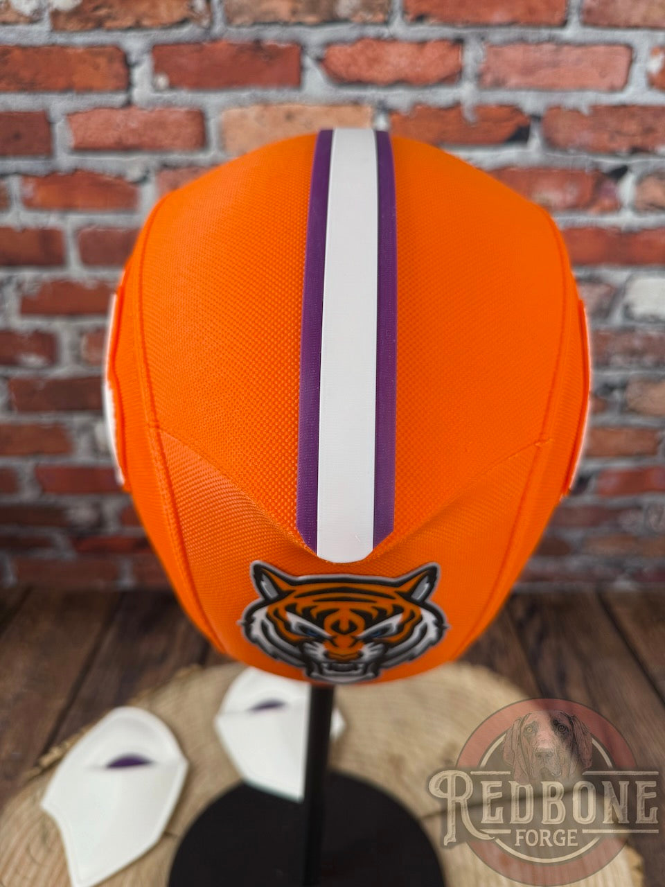 clemson football helmet matguard Clemson-Inspired Orange, Purple, & White Masked Mercenary Mask – Redbone Forge