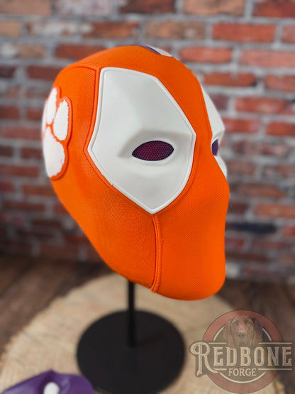 Clemson-Inspired Orange, Purple, & White Masked Mercenary Mask