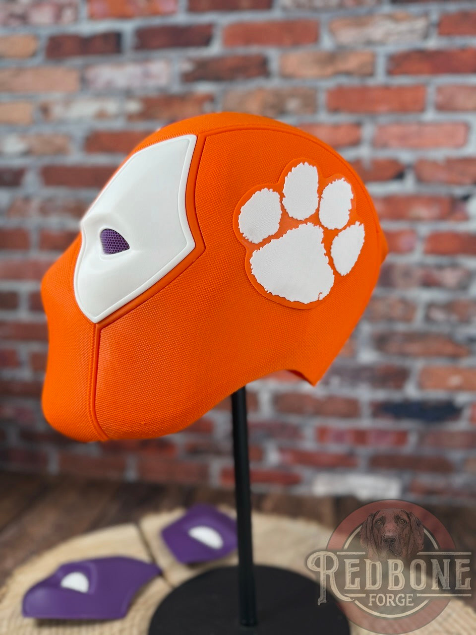 Clemson-Inspired Orange, Purple, & White Masked Mercenary Mask
