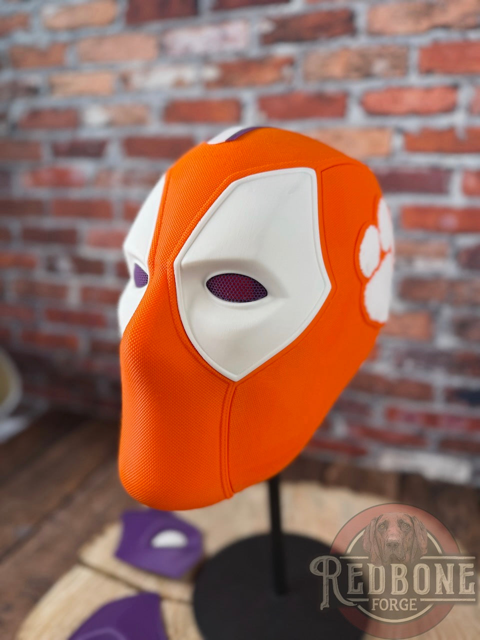 Clemson-Inspired Orange, Purple, & White Masked Mercenary Mask