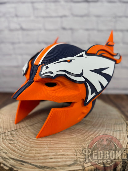 Denver-Inspired Navy Blue & Orange Horse Mutant Cowl
