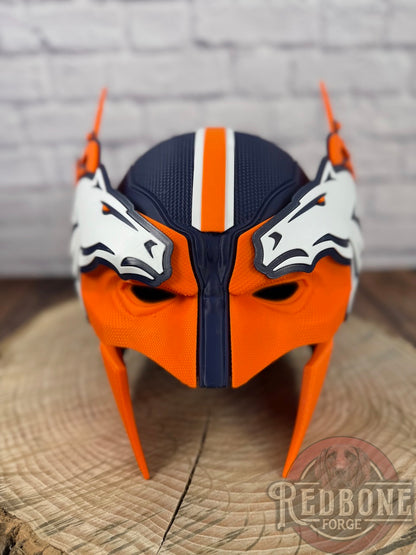 Denver-Inspired Navy Blue & Orange Horse Mutant Cowl