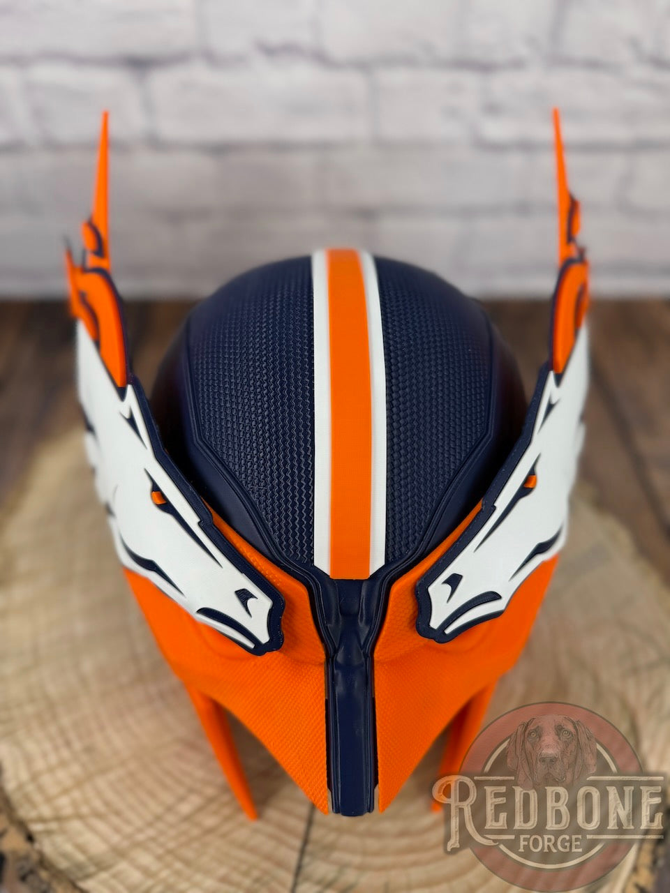 Denver-Inspired Navy Blue & Orange Horse Mutant Cowl