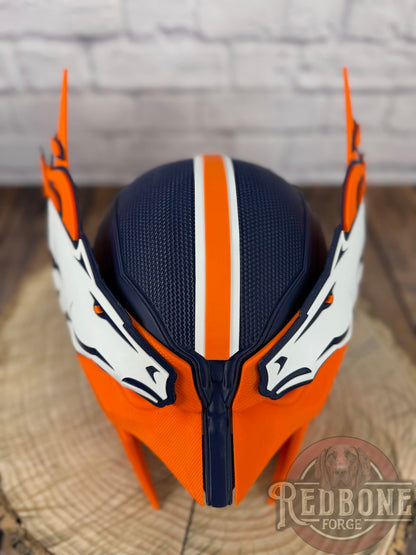 Denver-Inspired Navy Blue & Orange Horse Mutant Cowl