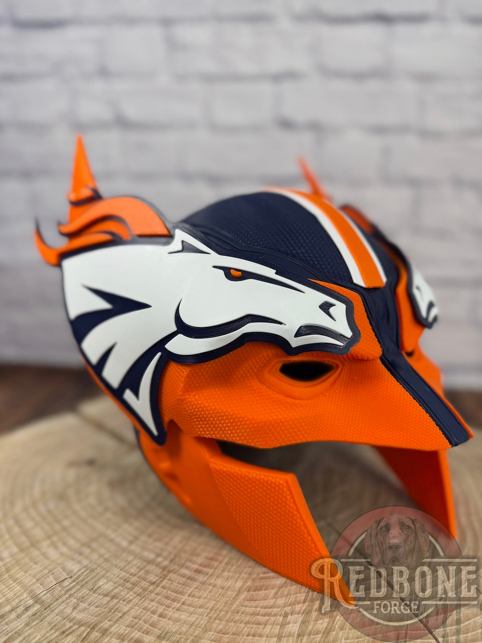 Denver-Inspired Navy Blue & Orange Horse Mutant Cowl