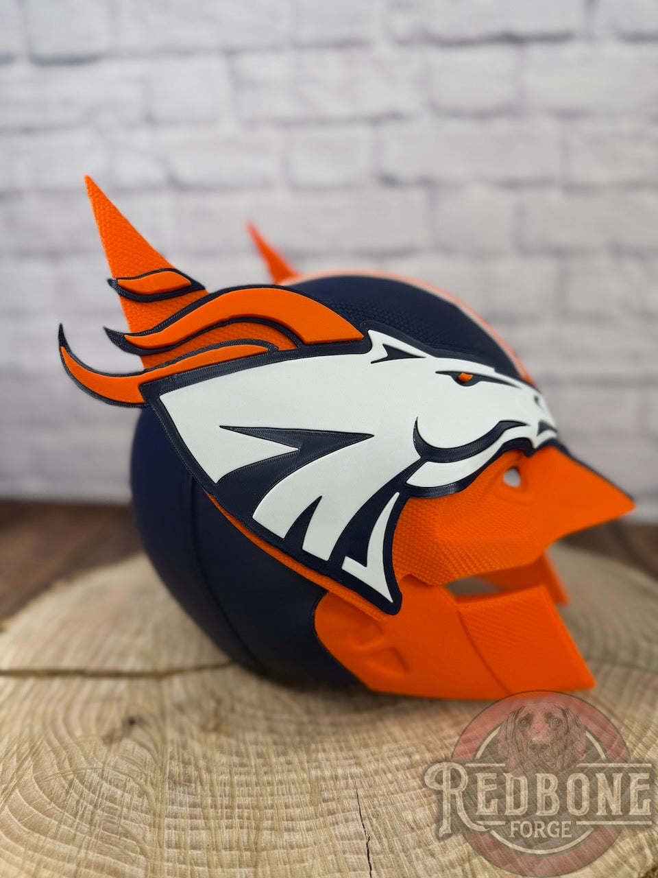 Denver-Inspired Navy Blue & Orange Horse Mutant Cowl