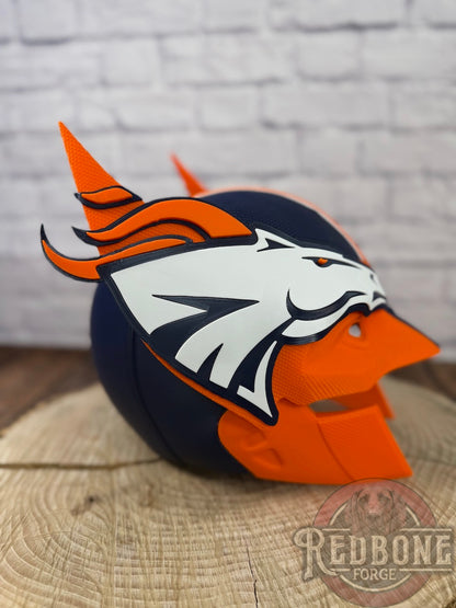 Denver-Inspired Navy Blue & Orange Horse Mutant Cowl