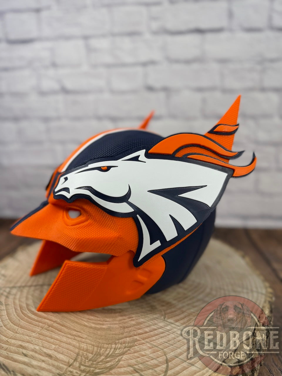 Denver-Inspired Navy Blue & Orange Horse Mutant Cowl