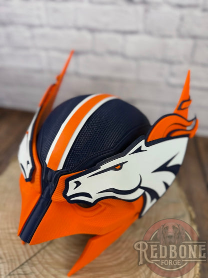 Denver-Inspired Navy Blue & Orange Horse Mutant Cowl
