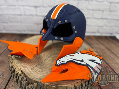 Denver-Inspired Navy Blue & Orange Horse Mutant Cowl
