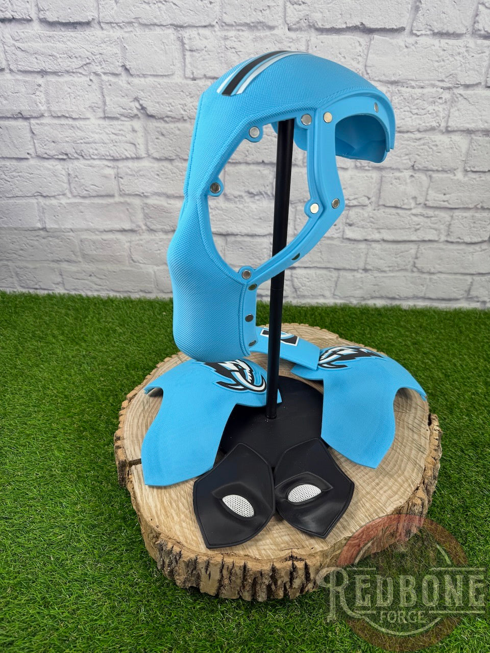 Utah-Inspired Ice Blue, White, & Black Masked Mercenary Mask