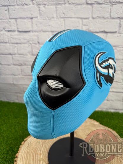 Utah-Inspired Ice Blue, White, & Black Masked Mercenary Mask