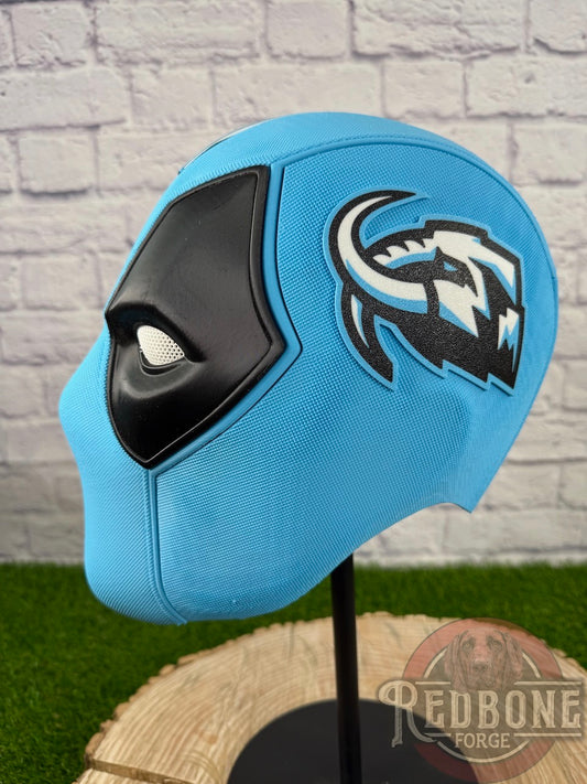 Utah-Inspired Ice Blue, White, & Black Masked Mercenary Mask