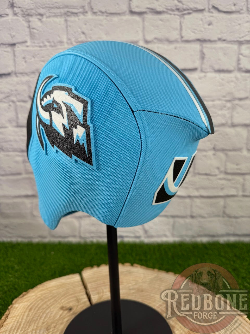 Utah-Inspired Ice Blue, White, & Black Masked Mercenary Mask
