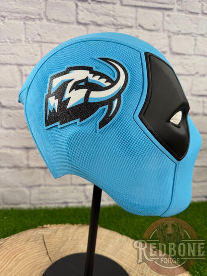 Utah-Inspired Ice Blue, White, & Black Masked Mercenary Mask