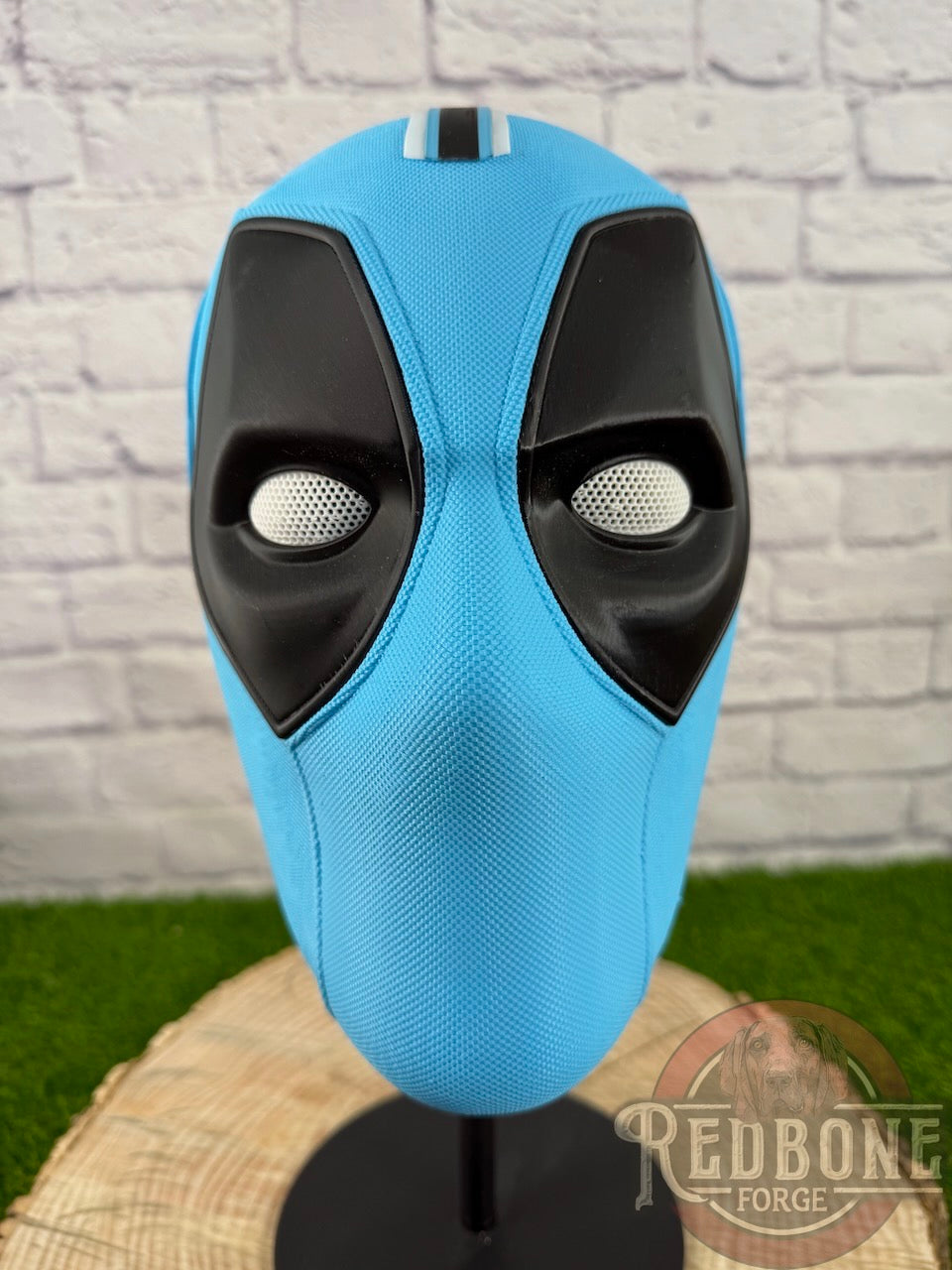 Utah-Inspired Ice Blue, White, & Black Masked Mercenary Mask