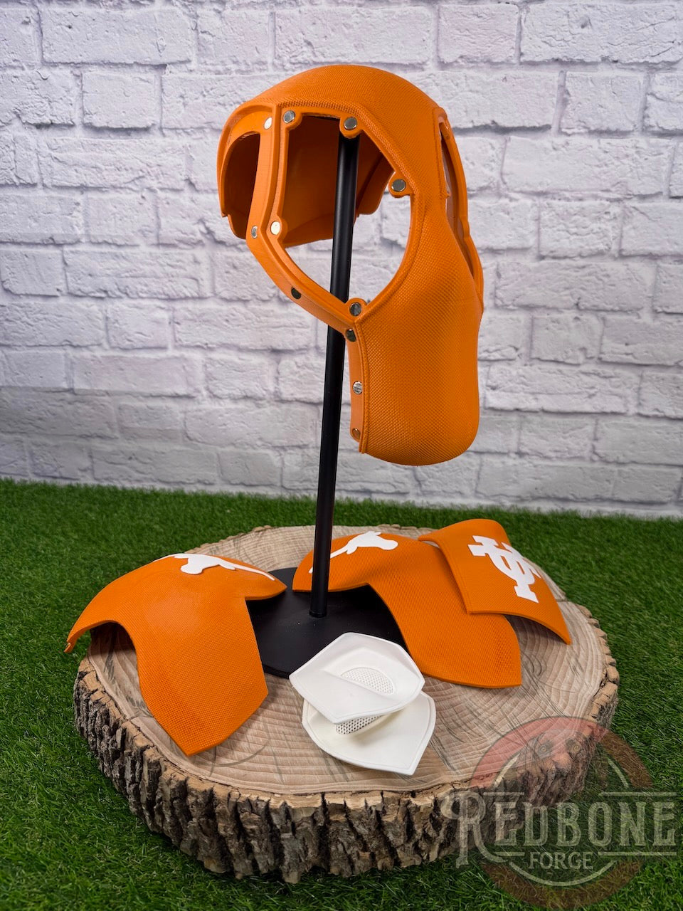 Texas-Inspired Burnt Orange & White Masked Mercenary Mask