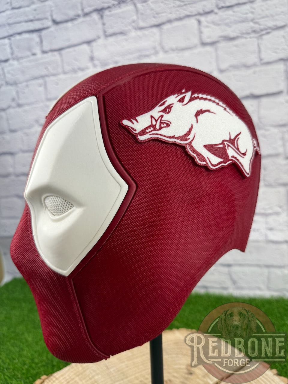 Arkansas-Inspired Red & White Masked Mercenary Mask