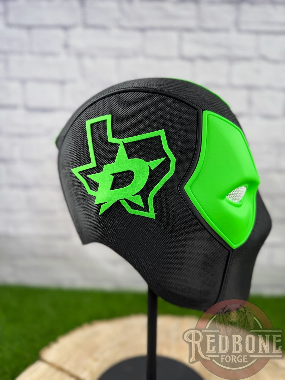 Dallas-Inspired Black & Green Blackout Masked Mercenary Mask