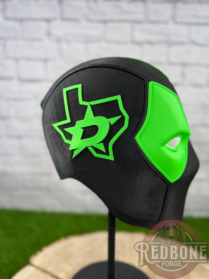 Dallas-Inspired Black & Green Blackout Masked Mercenary Mask