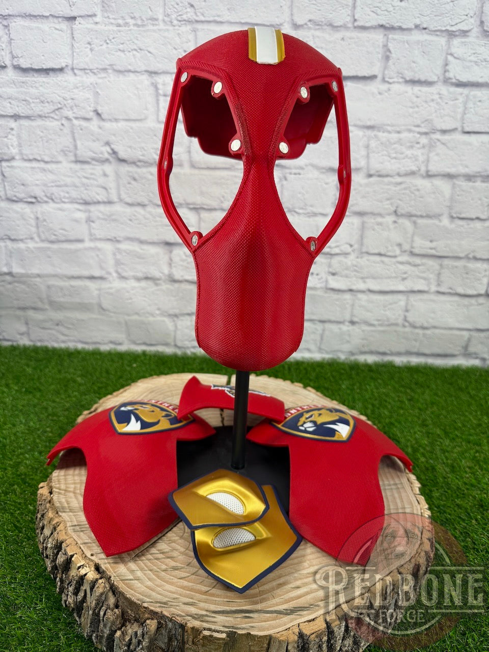 Florida-Inspired Red & Gold Masked Mercenary Mask