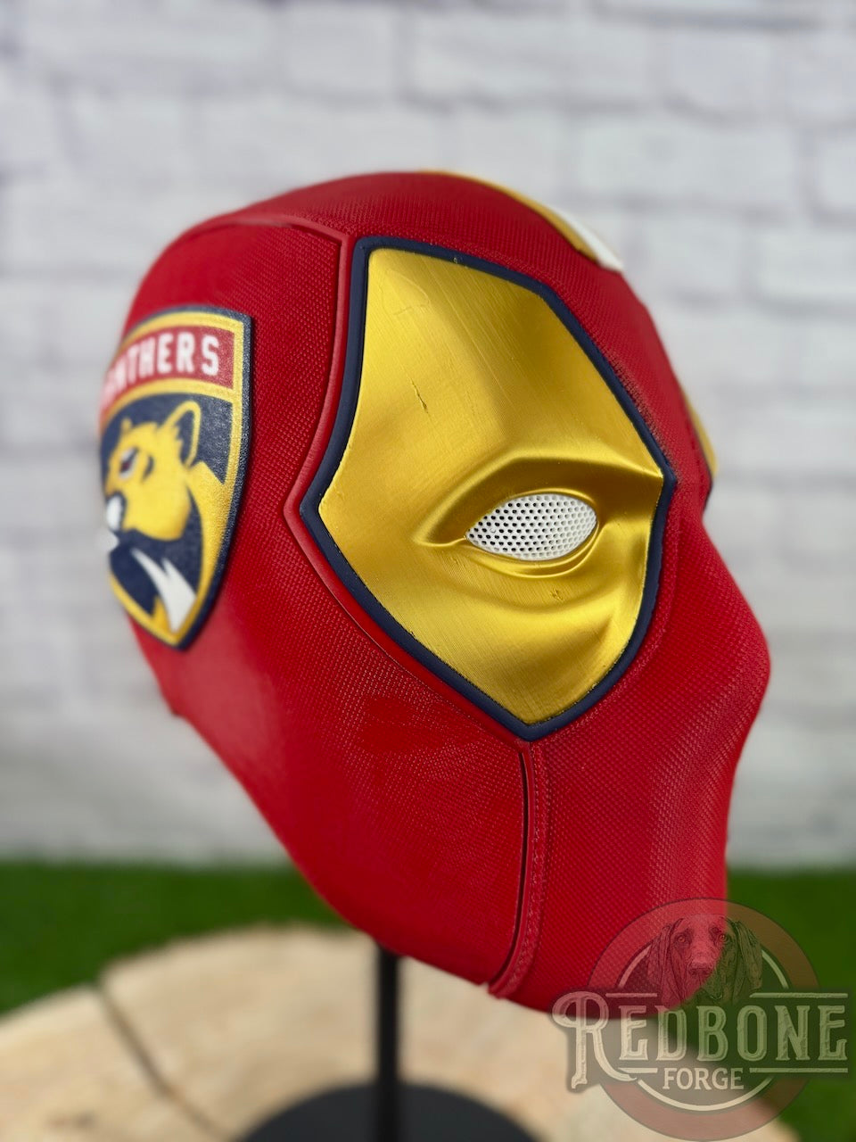 Florida-Inspired Red & Gold Masked Mercenary Mask