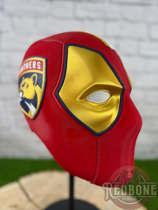 Florida-Inspired Red & Gold Masked Mercenary Mask