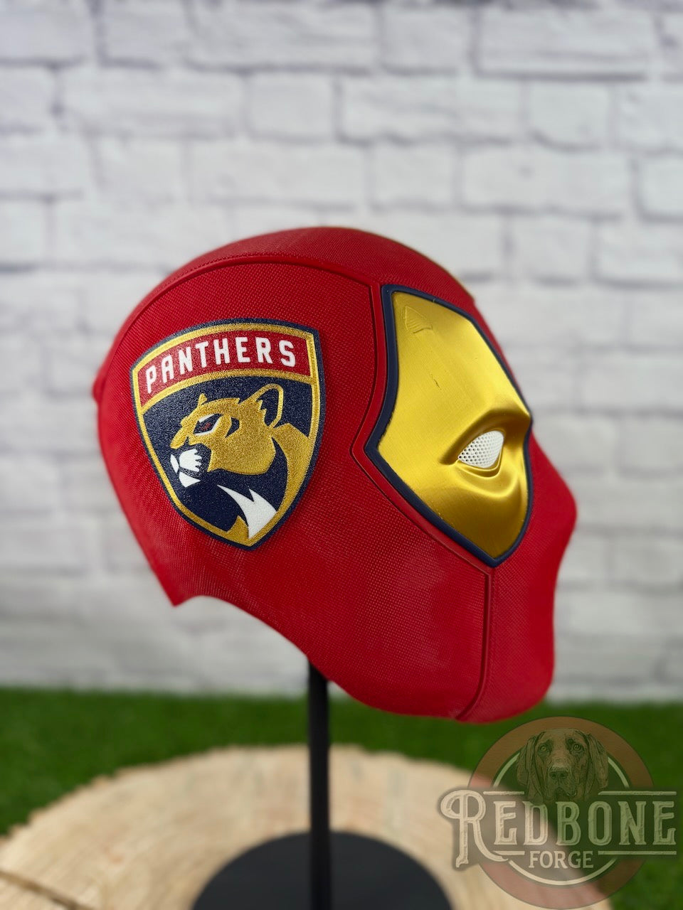 Florida-Inspired Red & Gold Masked Mercenary Mask